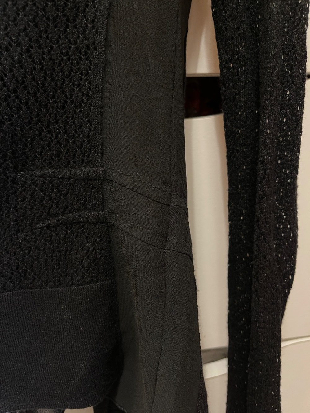 BCBG MaxAzria crochet black cardigan ribbon women XS - Picture 6 of 9